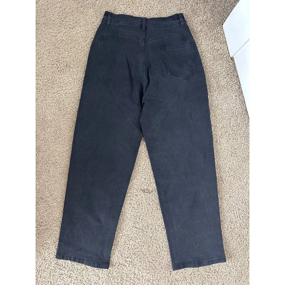 Amazon Black High-Waisted Jeans With Rhinestone Fringe Thigh Slit, new w tags